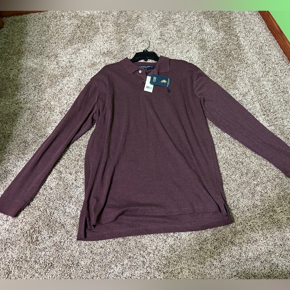 US Polo Assn maroon long sleeve henley
